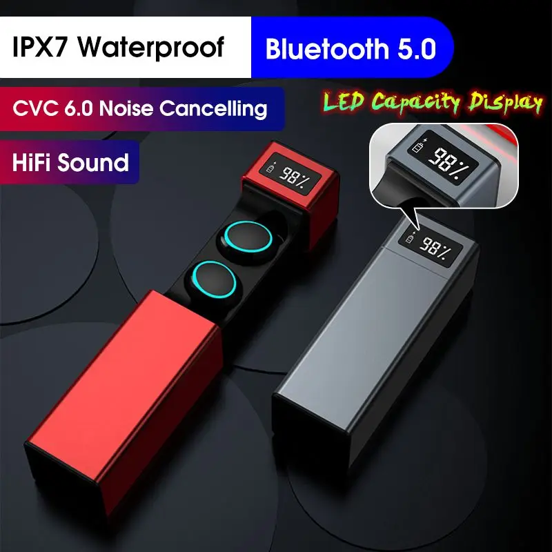 CLAITE беспроводные TWS bluetooth наушники IPX7 водонепроницаемые спортивные шумоподавления HiFi в ухо наушники с микрофоном для Iphone