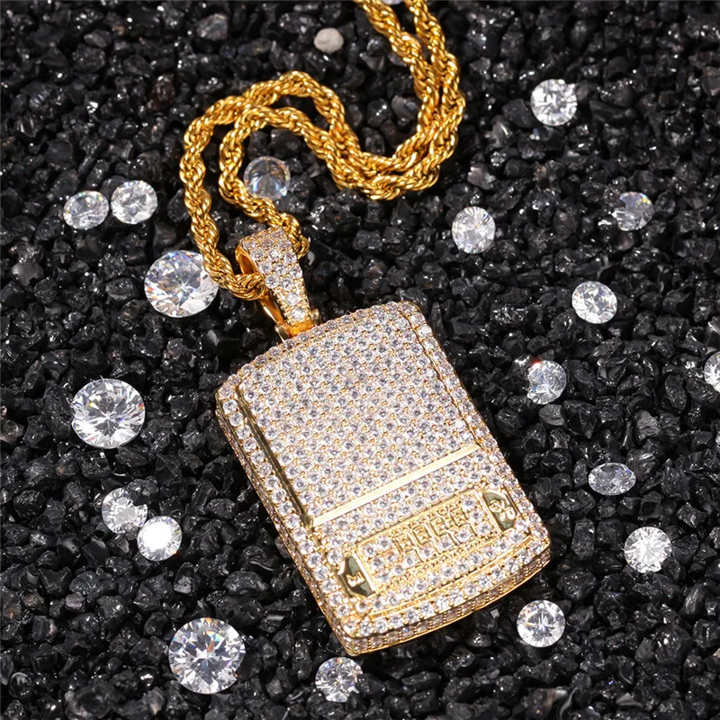 

Full AAA Cubic Zirconia Digital Scale Pendant Necklace For Men DJ Hip Hop Jewelry With Free 24 Inches Chains