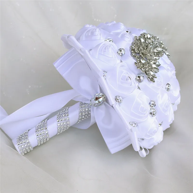 WifeLai-белый атласный искусственный букет цветов Свадебный невесты подружки с