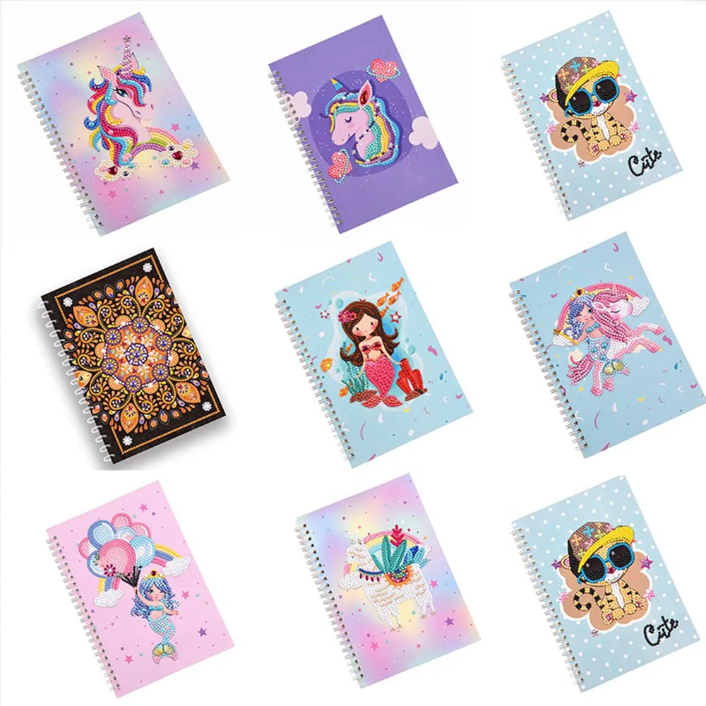 

Алмазная живопись особой формы «сделай сам», мультяшное животное, офисный блокнот на 60 страниц, для вышивки крестом, альбом для рисования