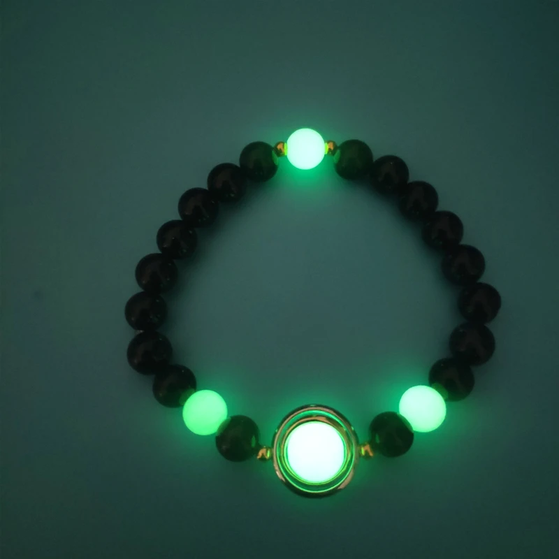 style 2 green Модный браслет из натурального лавы с эластичными бусинами, браслет с шармом, светящийся камень, браслет, ювелирные изделия для женщин и мужчин, подарок на Хэллоуин - Окраска металла: style 2 green