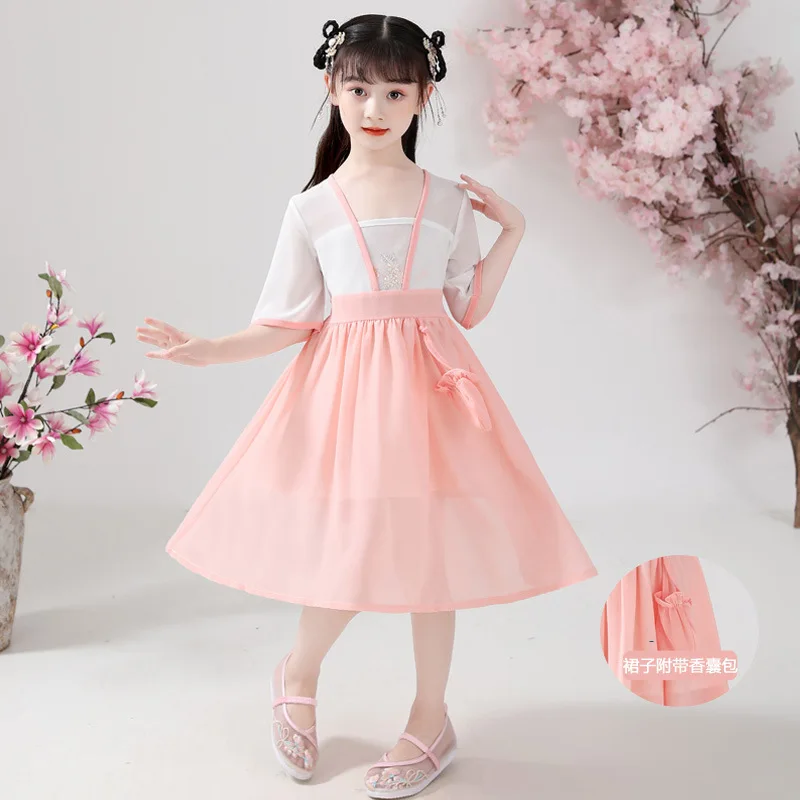 

Hanfu Girl In Ancient Costume Fairy-like Improved Chinese Style, Tang Suit Princess Full-chest Jumpsuit Skirt