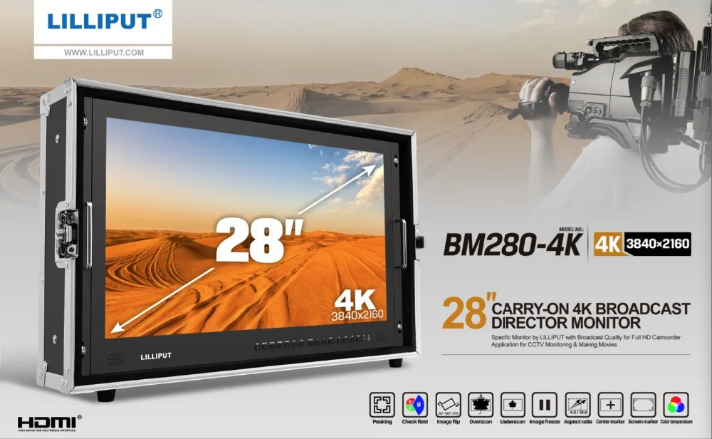 FREE SHIP LILLIPUT 28&quot 3840*2160 Broadcast Monitor 3G SDI 4K Ultra HD HDMI TALLY Director for Camera | Электроника