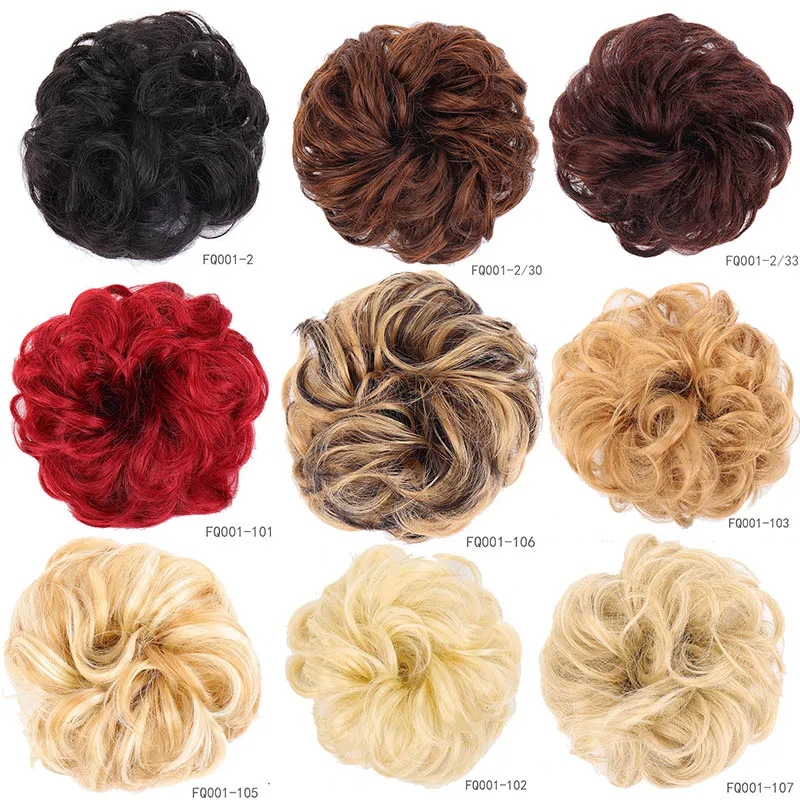 

LVHAN Women's Curly Chignon With Elastic Rubber Band Synthetic Scrunchie Wrap Hair Messy Bun Hairpieces