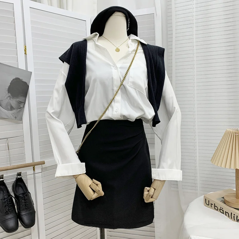 

KUSAHIKI Irregular High Waist Pleated Women Skirt Causal Solid Elegant A-line Mini Skirts 2021 Spring New Faldas Mujer 6E950