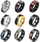 Кольцо мужское черное вольфрамовое, 8 мм, из углеродного волокна