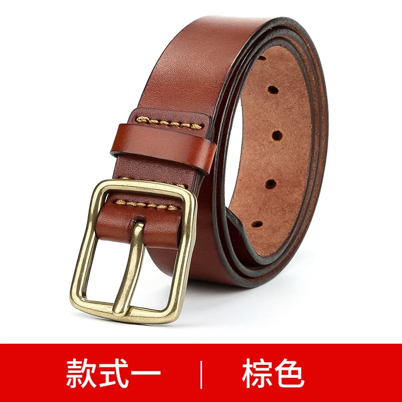 

Luxury genuine leather belt men vintage leather belts men's jeans strap black color wide strapping waistband brown thong
