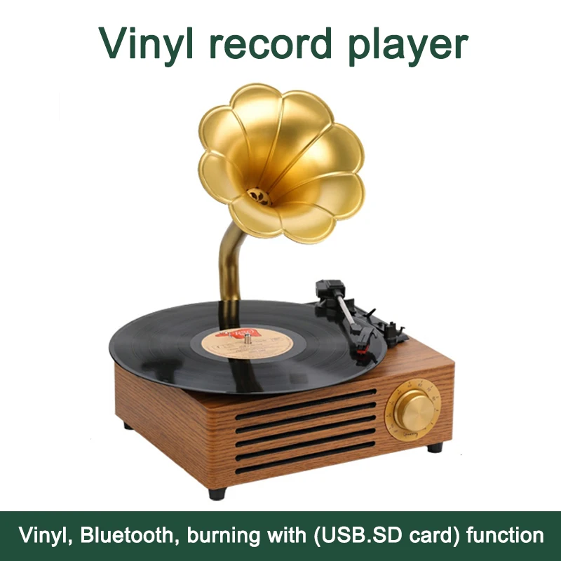 

Bluetooth Speaker Record Player Turntable Phonograph Vinyl RCA Audio Output Vinyl Transcription to U Disk SD Card Playback