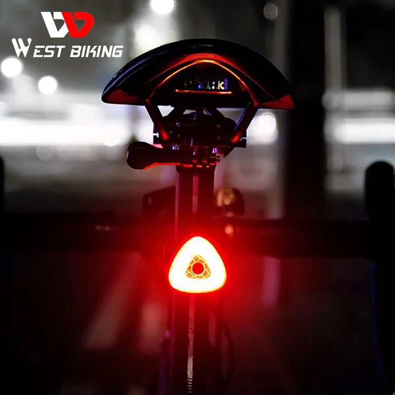 

WEST BIKING Rear Light Bicycle Flashlight Mountain Road Bicycle Tail Light Auto Start/Stop Brake Sensing LED Lamp Taillight