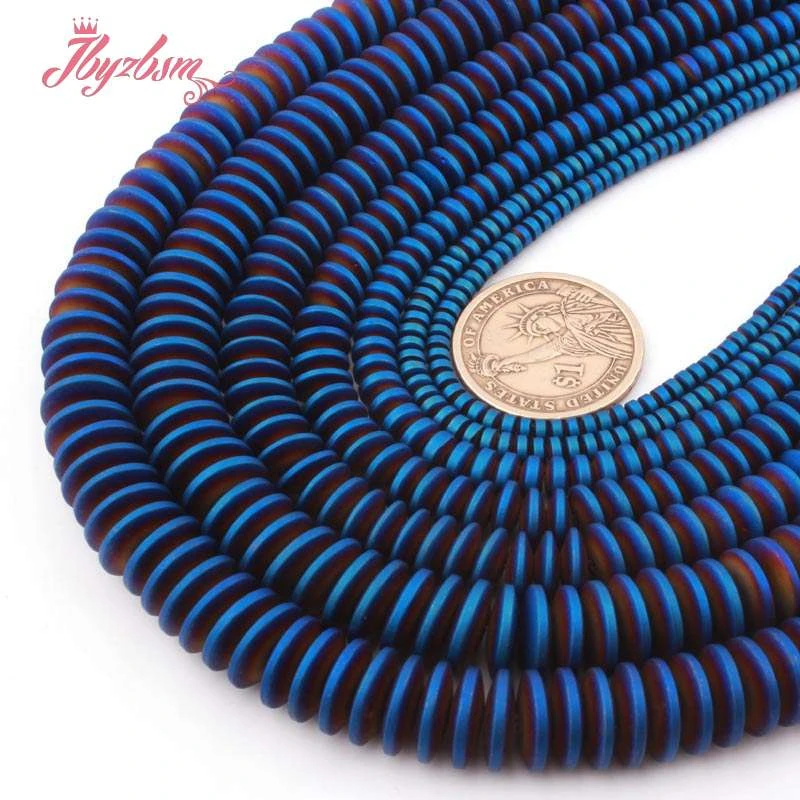 Rondelle синий гематит бусины Фрост рыхлый натуральный камень для самостоятельного