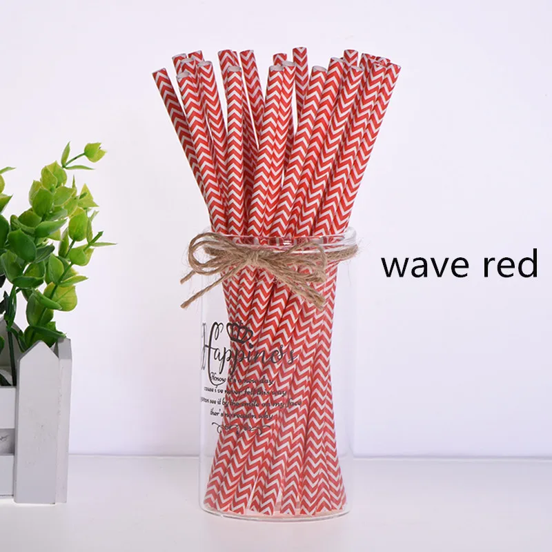wave red 25 шт., вечерние, экологически чистые бумажные соломинки для детей, для свадьбы, дня рождения, пикника, вечерние, декоративные, с мультяшным автомобилем, Коктейльные, вечерние соломинки - Цвет: wave red