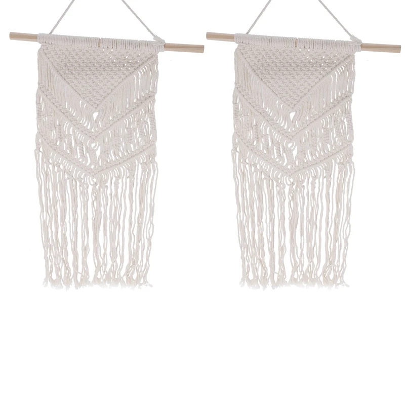

2X Macrame Woven Wall Hanging Boho Style Bohemian Home Geometric Art Decor Beautiful Apartment Dorm Room Decoration