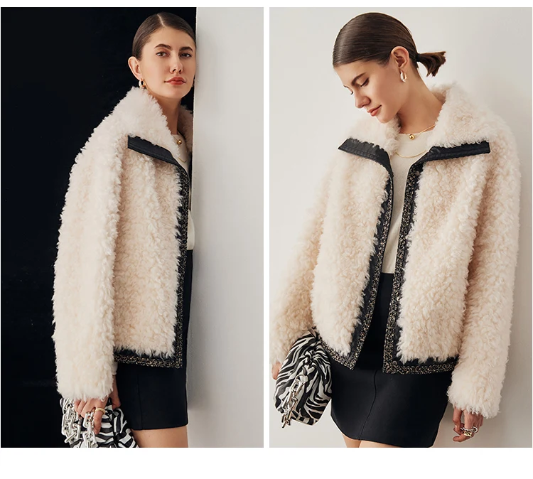

2021 Winter Autumn New and Lamb Fur Wool One Piece Short Young Korean Granular Sheep Shearer Coat Jackets for Women