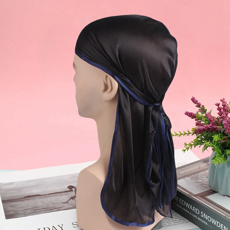 

Hair Accessories Silky Scarf Durag Bandanas Hats For Women Men Long Tail Pirate Hat Waves Do Doo Du Rag Skull Turban Headwear