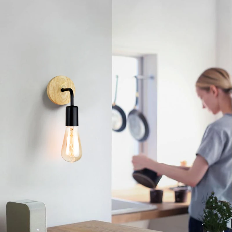 Деревянные бра настенные светильники приспособление современный винтажный