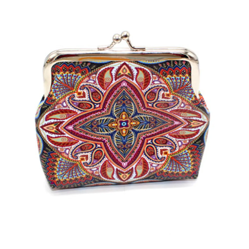 

New National Style Coin Purse Geometric Pattern Small Wallet Girl Bank Card Bag Small Storage Bag