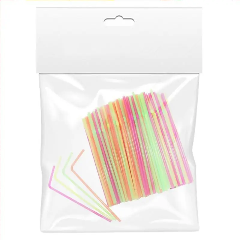 

100 pcs Disposable Drinking Straws, Plastic Drinking Straws for Birthday, Wedding, Baby Shower, Celebration and Party,Random Col