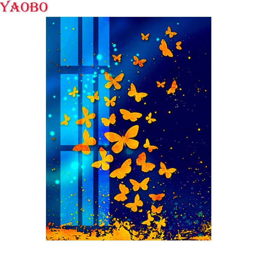 Алмазная живопись сделай сам абстрактная Золотая Бабочка мозаика полная