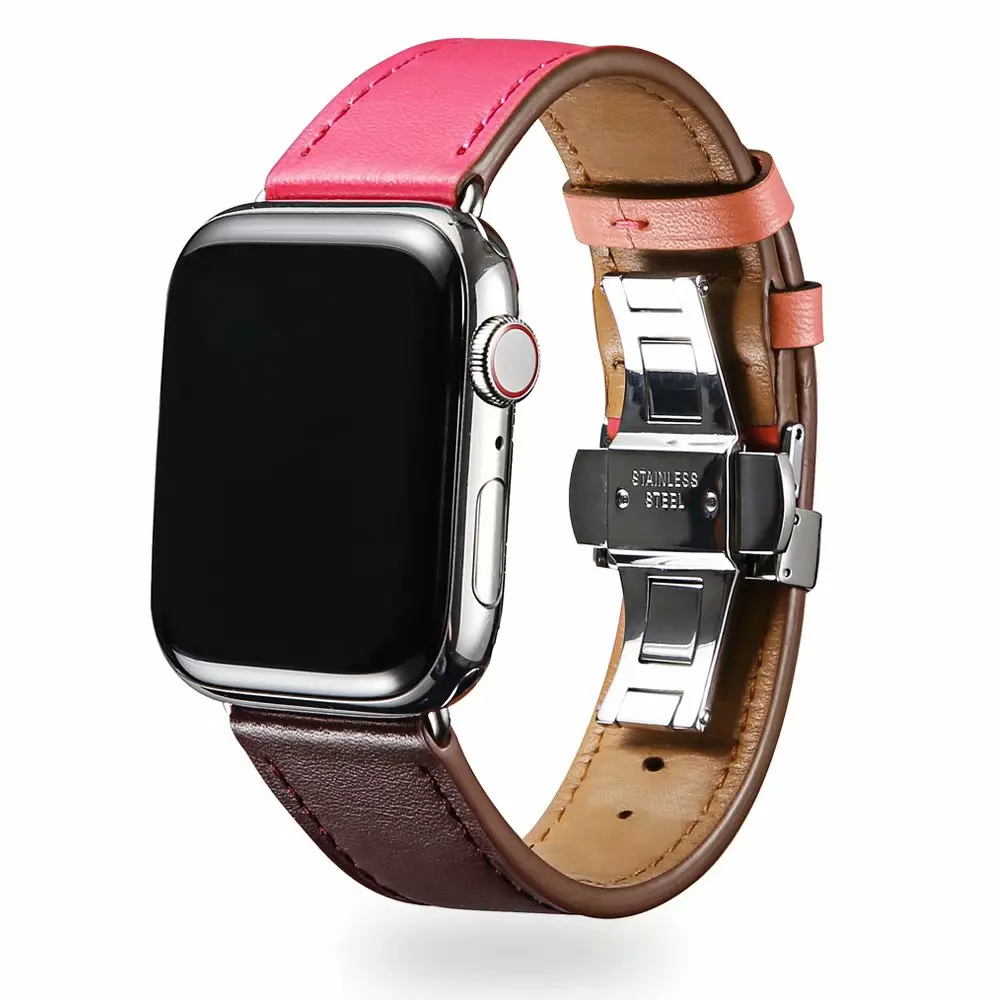 Новейшая модель; кожаный ремешок для наручных часов iWatch, ремешок для наручных часов Apple Watch, версии 5 4/3/2/1 38 мм 40 мм 42 44 мм наручные Braceletseries 5 - Цвет ремешка: wine rose