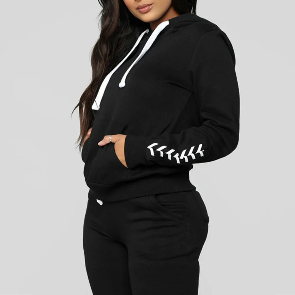 Осень зима 2019 спортивный костюм из двух предметов костюмы для бега женщин