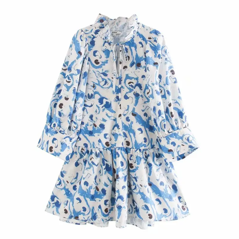 Женское винтажное платье рубашка элегантное Свободное с принтом граффити и