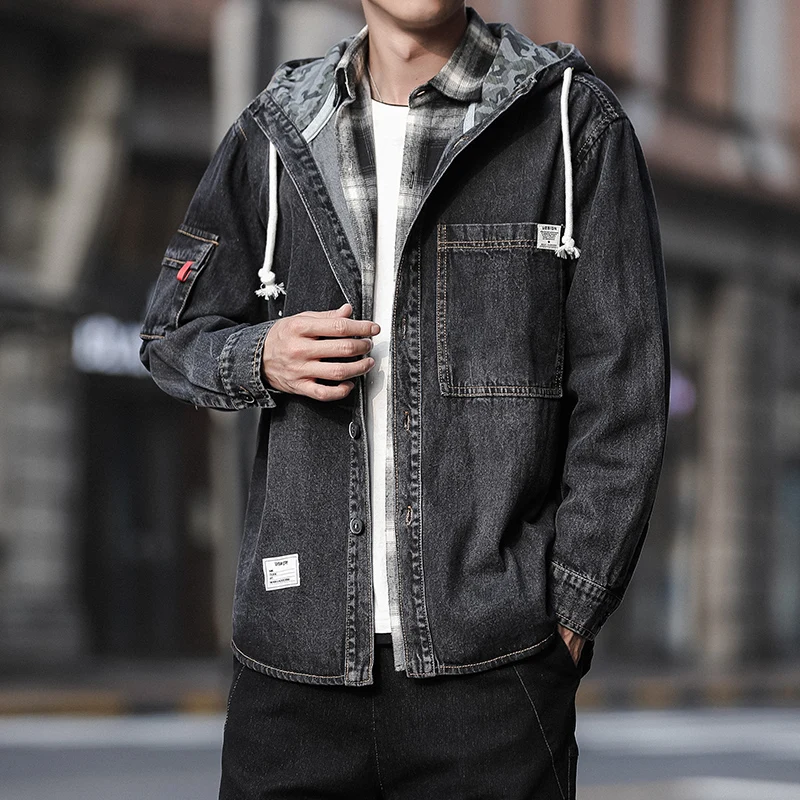 

2019 new fashion trend hooded denim tooling jacket