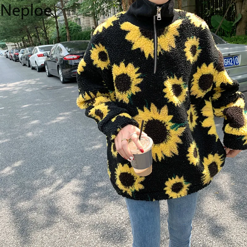 Neploe Новое поступление осенние толстовки модные цветочные Флисовые Толстовки на