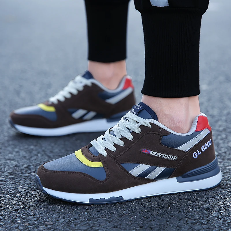 New Trend Trainers Running Shoes Men Retro Leather Casual Sneakers Outdoor Athletic Shoes For Men Streetwear Mens Gym Shoes