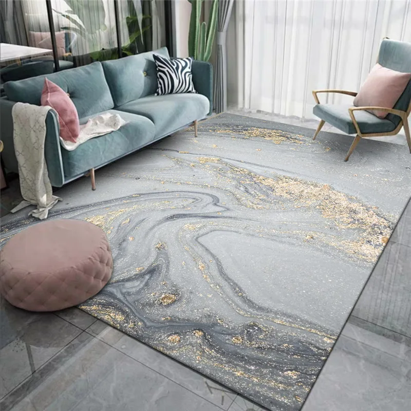 

Fashion Northern European-Style Abstract Rug Gilt Gray Marble Carpet Living Room Bedroom Bed Blanket Kitchen Floor Mat