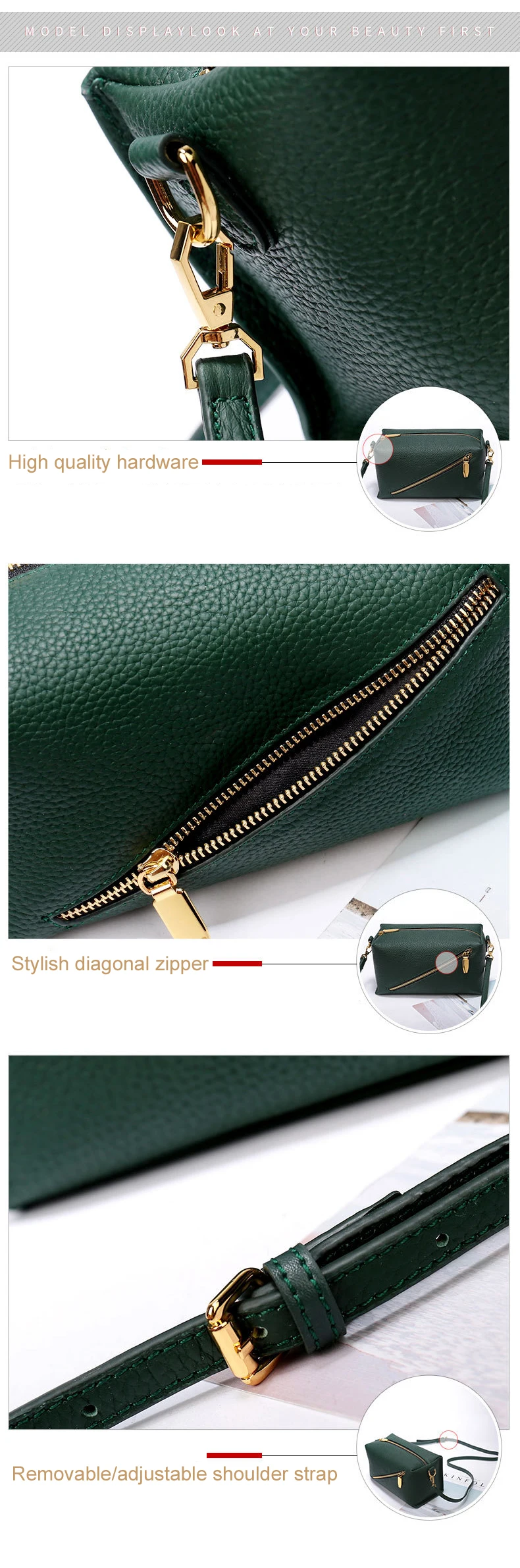 Brand crossbody bags for women Fashion Small Square Bag Genuine Leather bags women Zipper shoulder messenger bag sac main femme