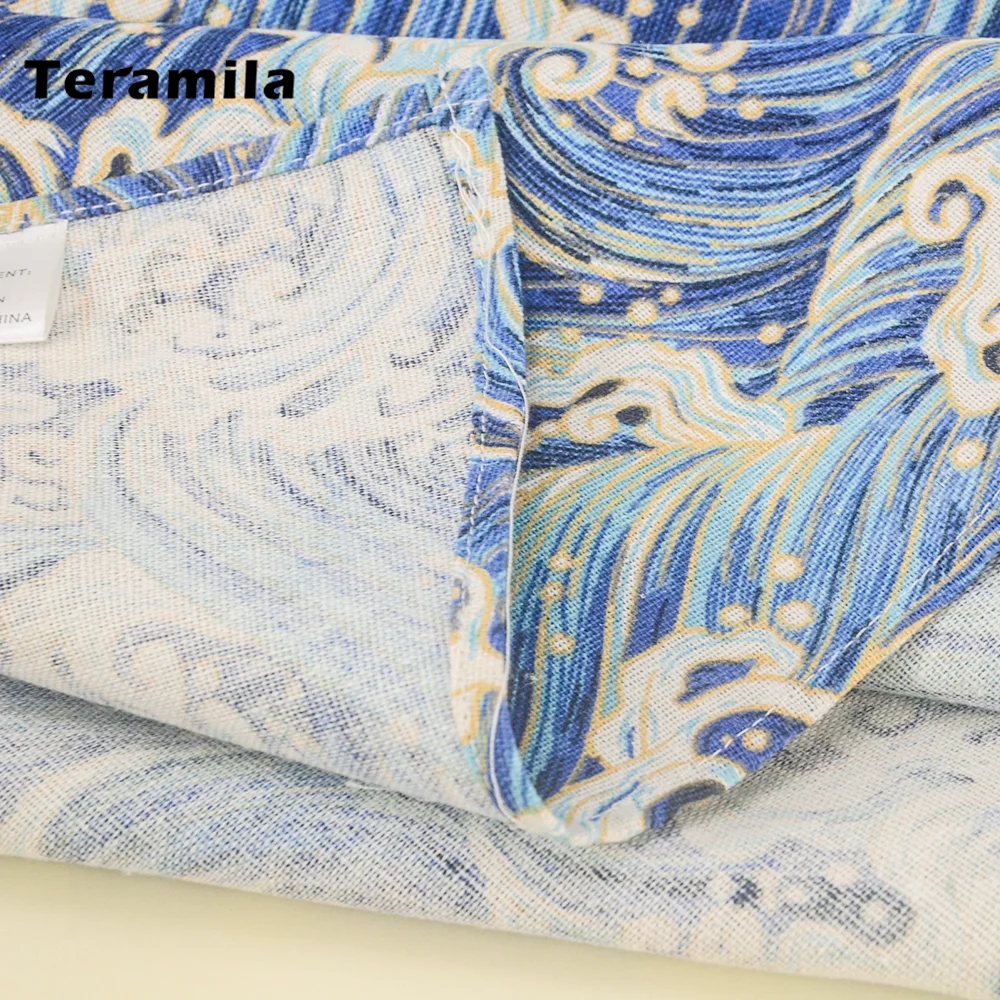 Teramila морской волны с золотой стороной прямоугольник обеденный стол ткань