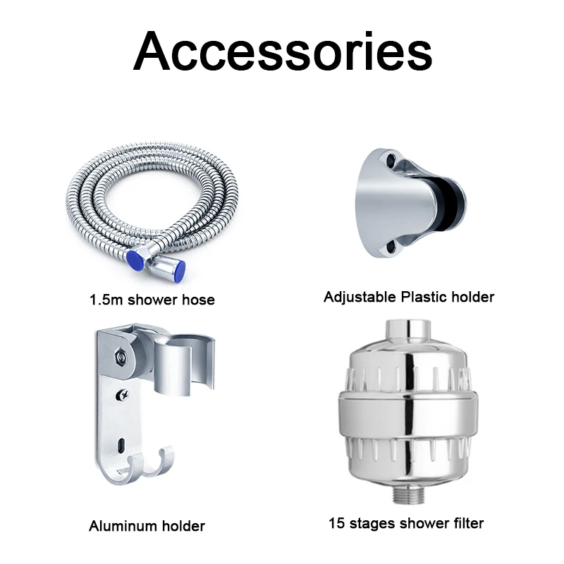 

Bathroom 5-Mode Shower Head Large Panel Water-Saving Nozzle Classic Standard Design G1/2 Shower Accessories Random Color