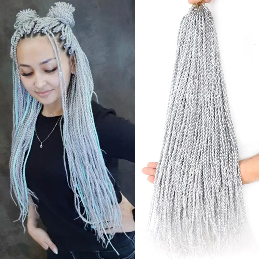 

Belle Show Synthetic Ombre Braiding Hair 18" Senegalese Twist Hair Crochet Braids 30Roots Micro Twist Crochet Hair Grey Purple