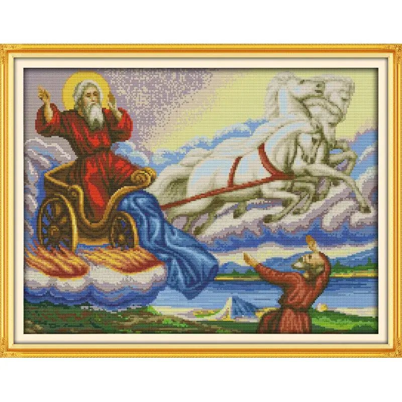 Набор для вышивки Санта-Клаус и карета 14 карат | Дом сад