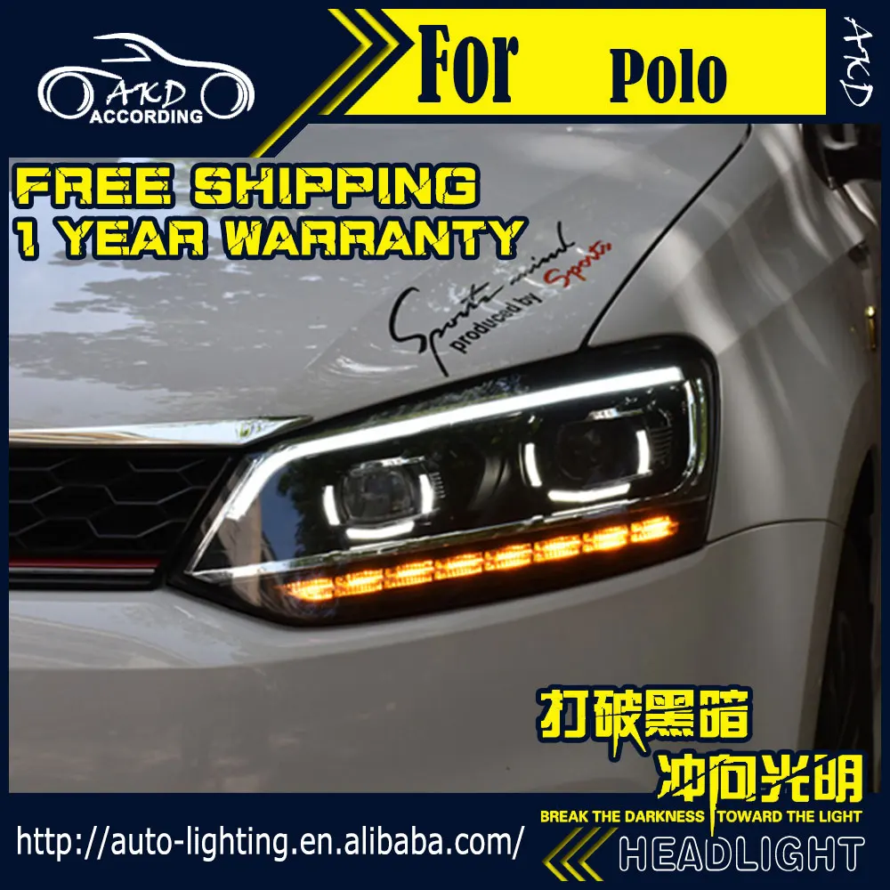 AKD автостайлинг фара для VW Polo светодиодный ная 2011-2017 Новинка DRL H7 D2H Hid опция