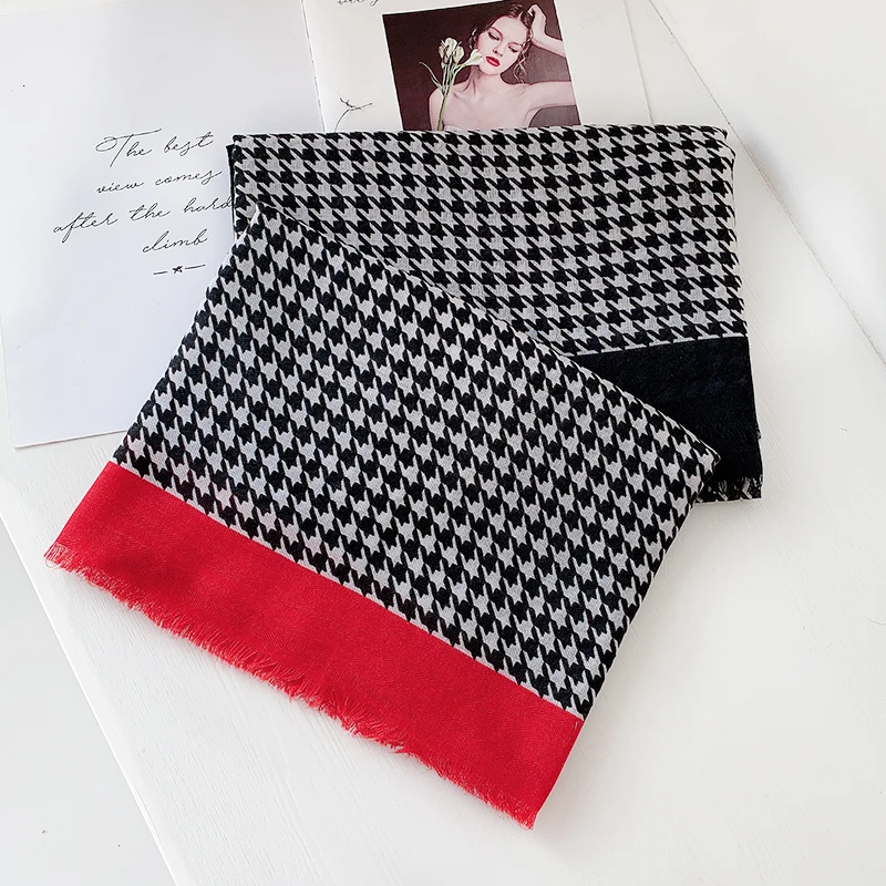 2019 Модный хлопковый шарф с рисунком гусиная лапка 2 цвета 10 шт./лот| |