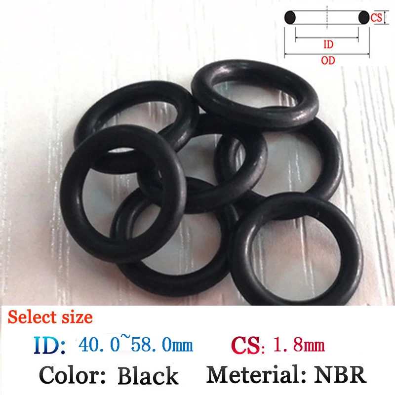 

CS 1.80mm ID 40.0-58.0mm black Fluoro Rubber O-Ring oil and waterproof seal NBR rubber plastic gasket Silicone Ring Seal film