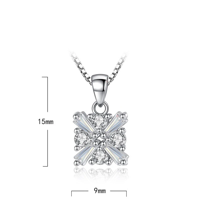 

Karopel Silver Color Women's Fashion New Jewelry High Quality Crystal Zircon Square Retro Simple Pendant Necklace Long 45CM
