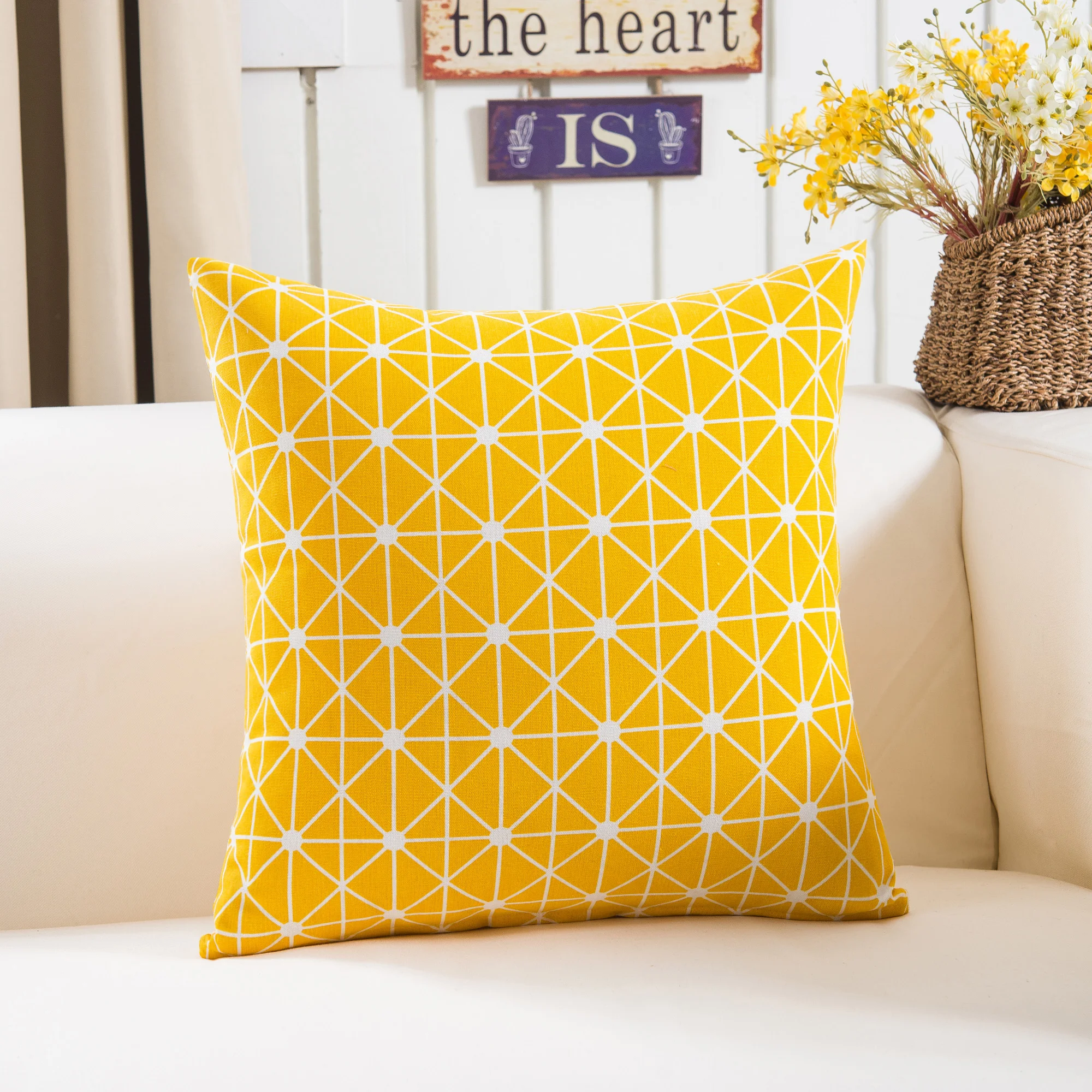 Чехлы для подушек с геометрическим узором волнистые полилинии квадратная сетка