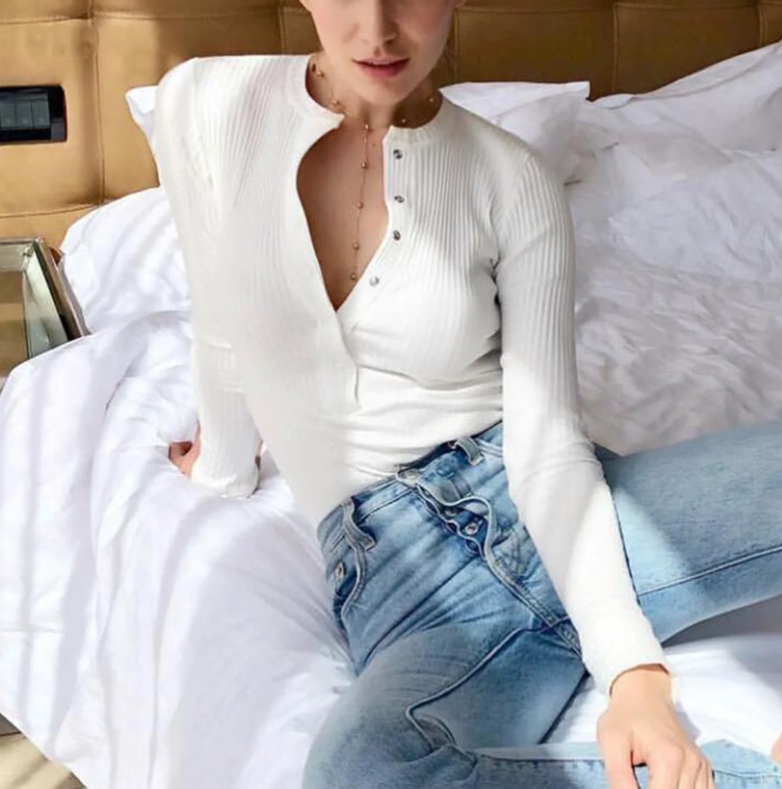 Осенне-зимняя нижняя рубашка с круглым вырезом повседневная хлопковая футболка