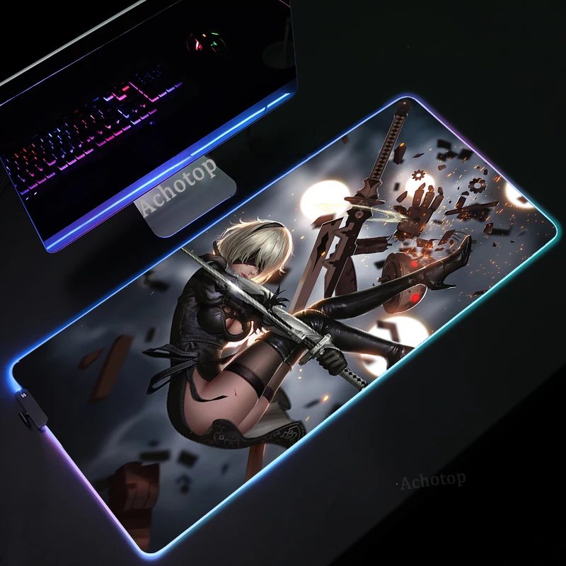nier replicant rgb mouse pad gamer carpet notbook computer mousepad gaming mouse pads gamer keyboard mouse mat laptop xl led rug free global shipping