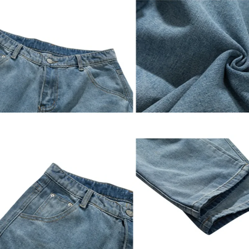 

Jeans Men Solid Vintage Loose Fall Mopping Retro Washed Fashion Baggy Mens Denim Trousers All-match Fall Korean Style Chic New