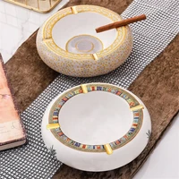 european style ceramic drum shaped ashtray home coffee table fashion decorative ornaments new bar cigar ash cup with patterns