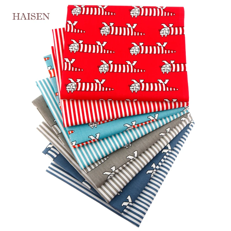 HAISEN мультяшная серия с милым котом саржевая ткань принтом хлопчатобумажная