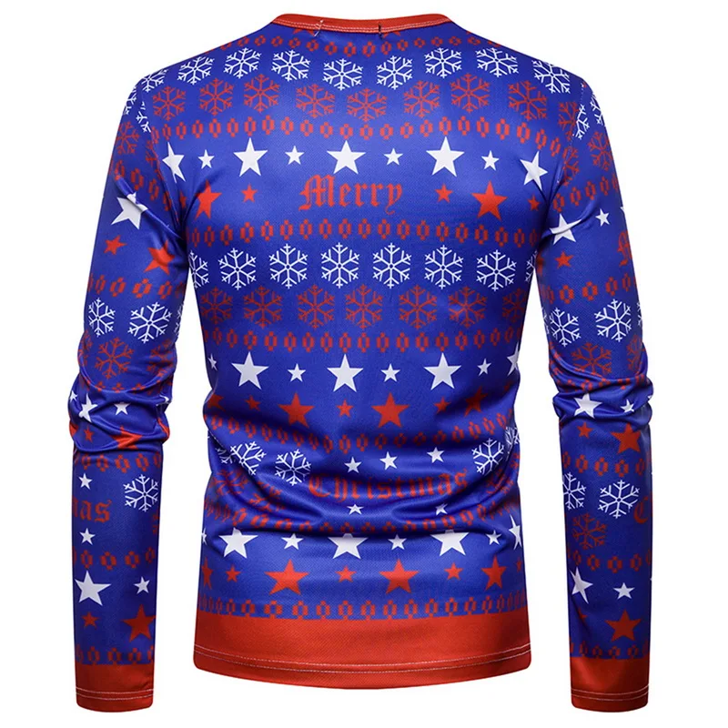 Christmas Tree Print Men Tshirt O Neck long Sleeve Tee Top Casual Hip Hop 3D Tee Shirt Camisetas Hombre Party Funny T Shirts