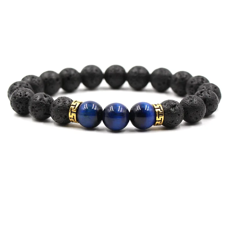 Черная лава тигровый глаз камень белая сосна искусственный эластичный браслет