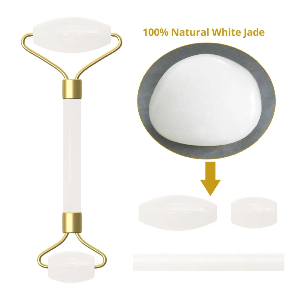 

White Jade Roller Yoni Eggs GuaSha Board Gouache Scraper Set Natural Crystal Stone Face Roller Massager Kegel Exercise Jade Ball