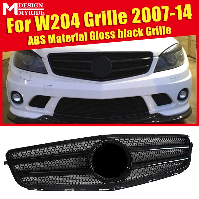 Прямая замена для Mercedes C Class W204 C204 Sports C63 Look решетка решетки ABS глянец Черный C180 C200