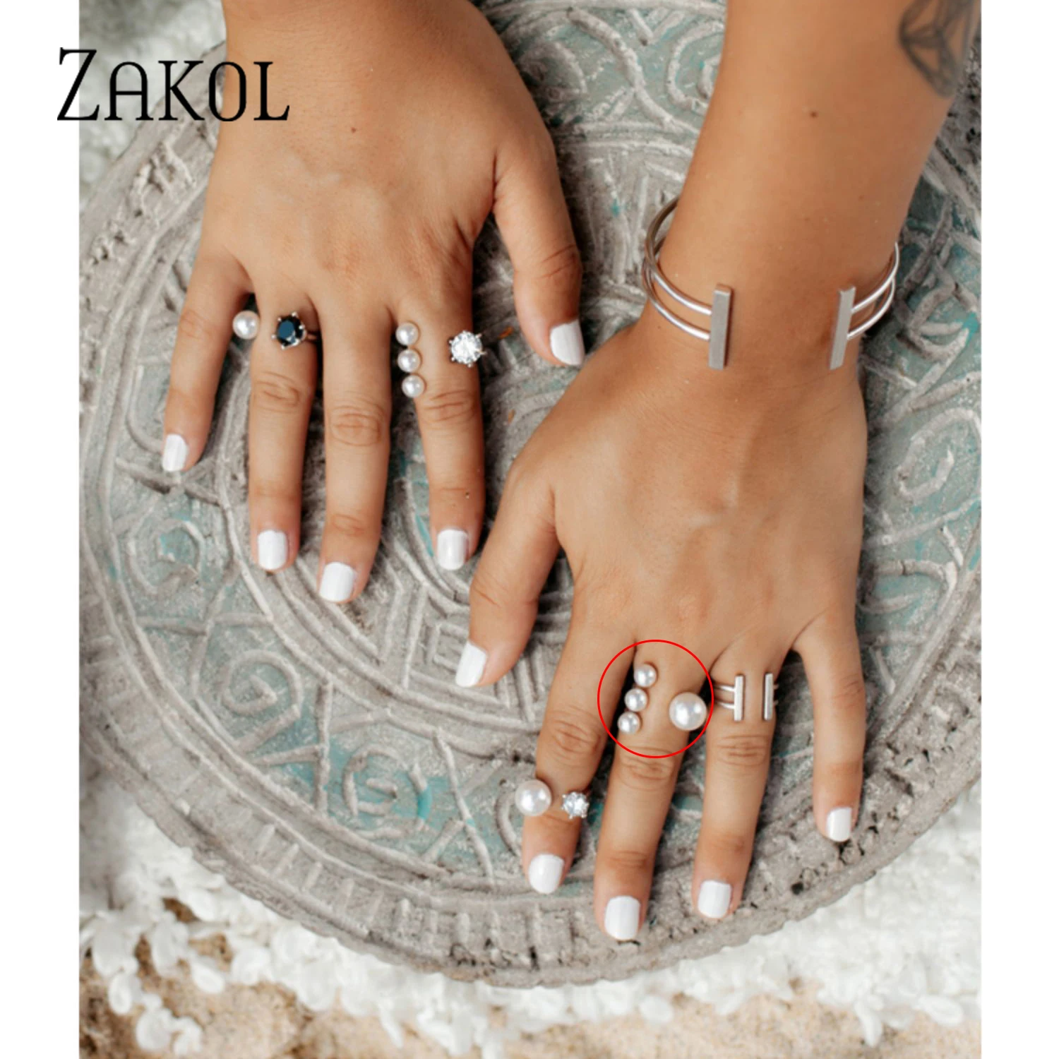 ZAKOL 2020 корейские темпераментные открытые жемчужные кольца для женщин женские