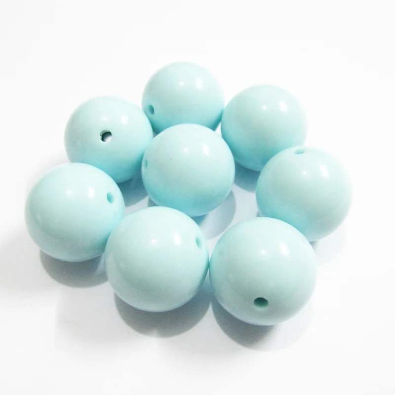 Newest ! 20mm 105pcs/lot New Mint Blue Chunky Gumball Bubblegum Acrylic Solid Beads For Kids Necklace Making | Украшения и